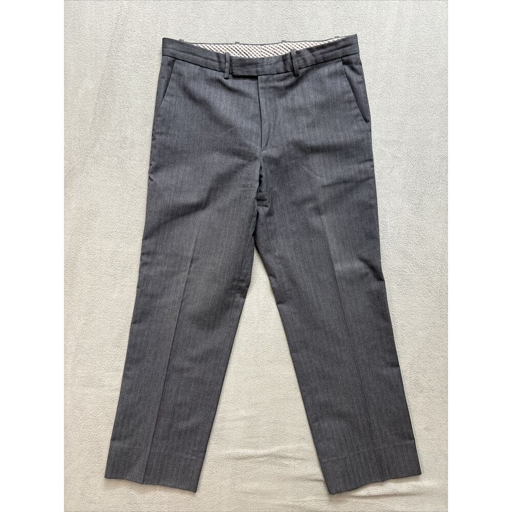 ETRO Milano 34 Charcoal Gray Cotton Wool Dress Pants Flat Front MADE ITALY 34x30